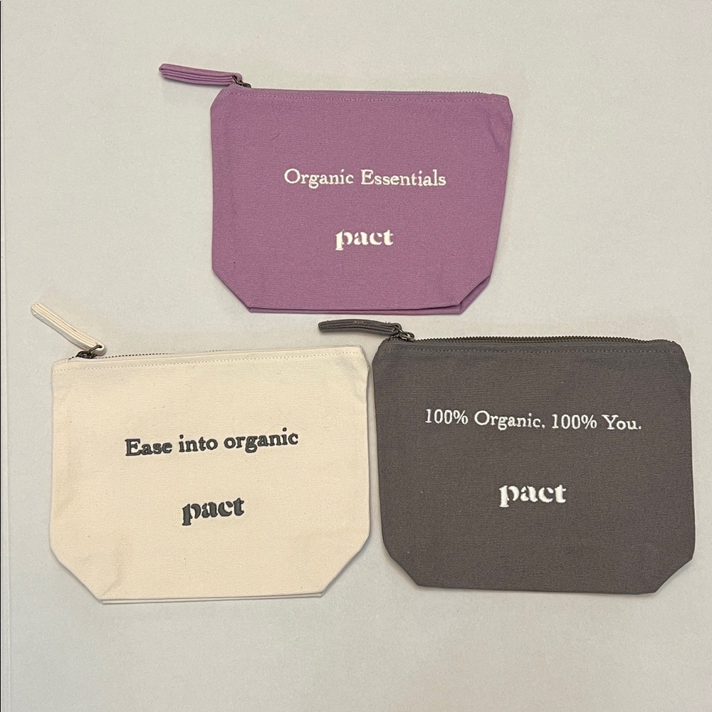 PACT ORGANIC COTTON 3 PACK CANVAS GOING PLACES TRAVEL POUCH SET